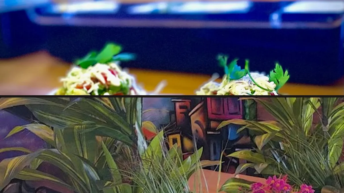 Tables set for dine-in meals and drinks.